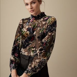 Reiss Tori floral burn out blouse size 0 Like new
